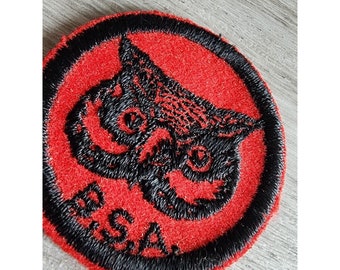 BSA ボーイスカウト 赤と黒のフェルト製パトロールパッチ フクロウパトロール ヴィンテージ 1950 年代