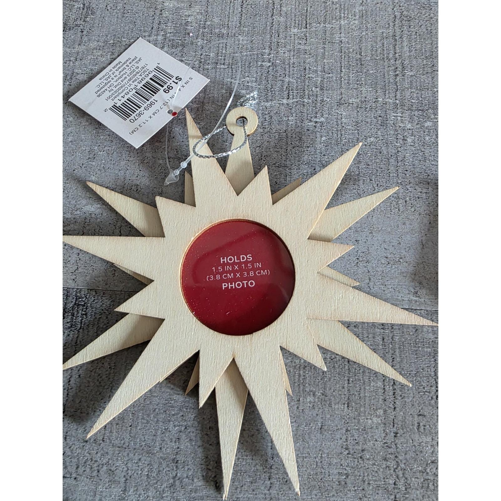 Place & Time Starburst Wood Photo Christmas Ornament Wooden Lot