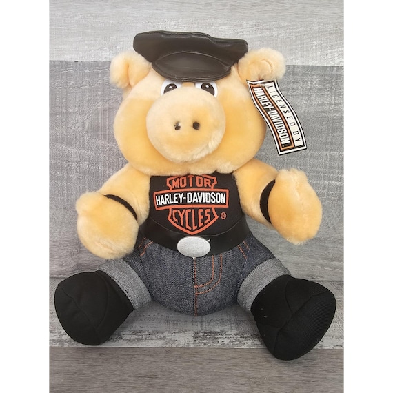 Vintage 1993 Harley Davidson Motorcycles Plush Hog Biker Pig