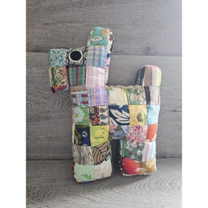 Vintage lapptäcke Scottie hund kuddfodral quiltad djurfylld 70-tals retro 11"