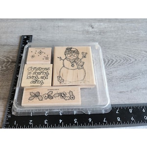 Stampin' Up Country Stitch Bonhomme de neige oiseau Noël lot 1995 bois #42