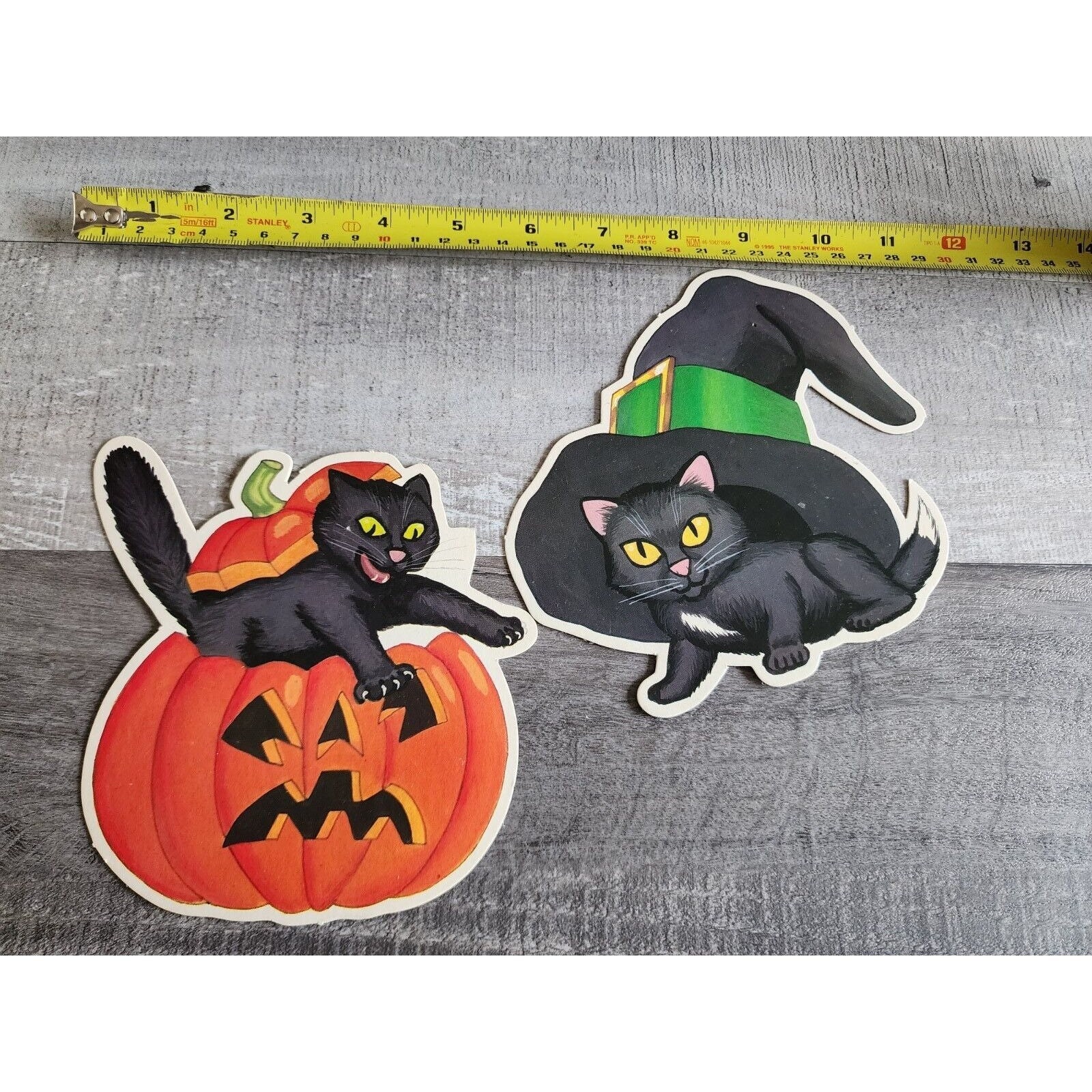 Vintage Halloween Die Cut BEISTLE Decorations Black Cat Witch Jack O ...