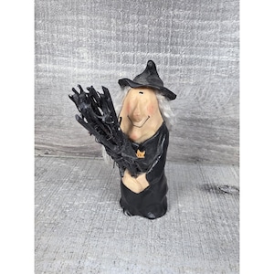 Crazy Mountain Pottery Rustic Clay Witch Figurine HR300 Vtg 1998 Halloween g15e