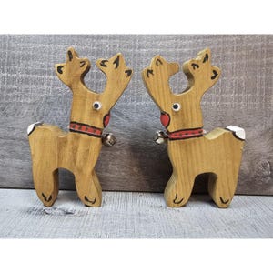Handcrafted Small Wooden Christmas Reindeer Rustic Shelf Sitter Decor Antlers 5&quot;
