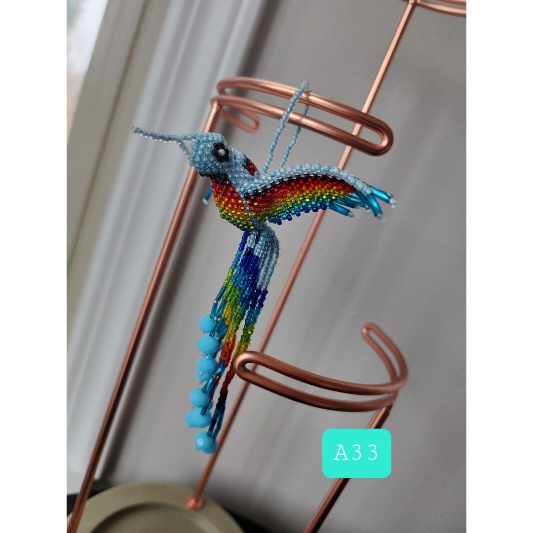 Huichol Beaded Hummingbird Key Chain Mexican Folk Art Bird 6 Etsy