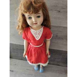 Ideal Doll Saucy Walker? 30” Brown Hair Sleepy Eyes 1950s Vintage TLC Dimples