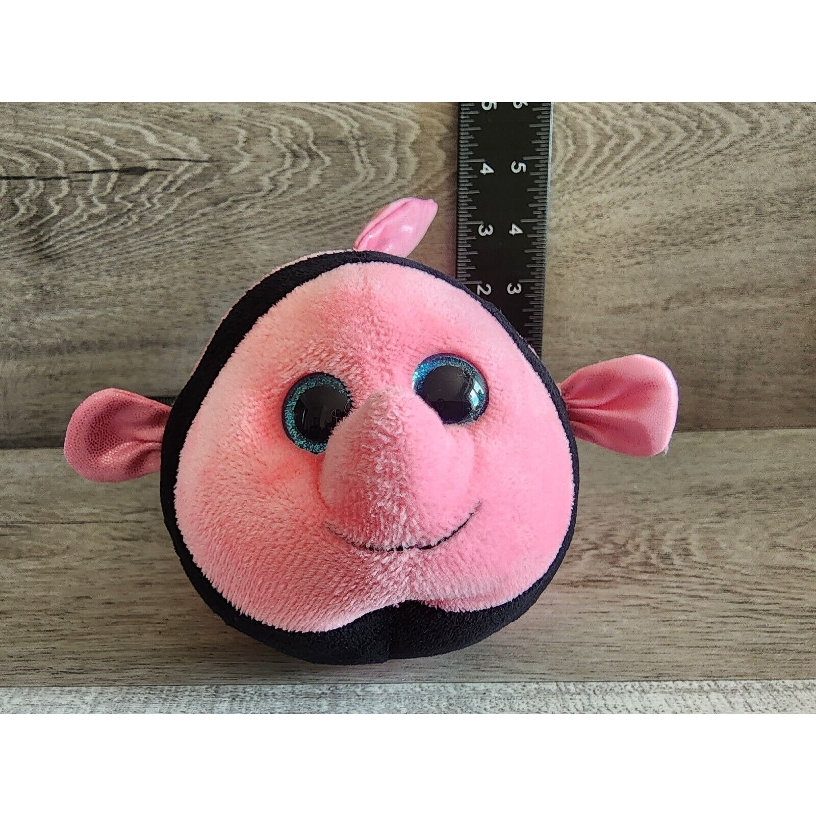 Ty Beanie Ballz Gilly Fish Plush Stuffed Animal Pink Black Striped