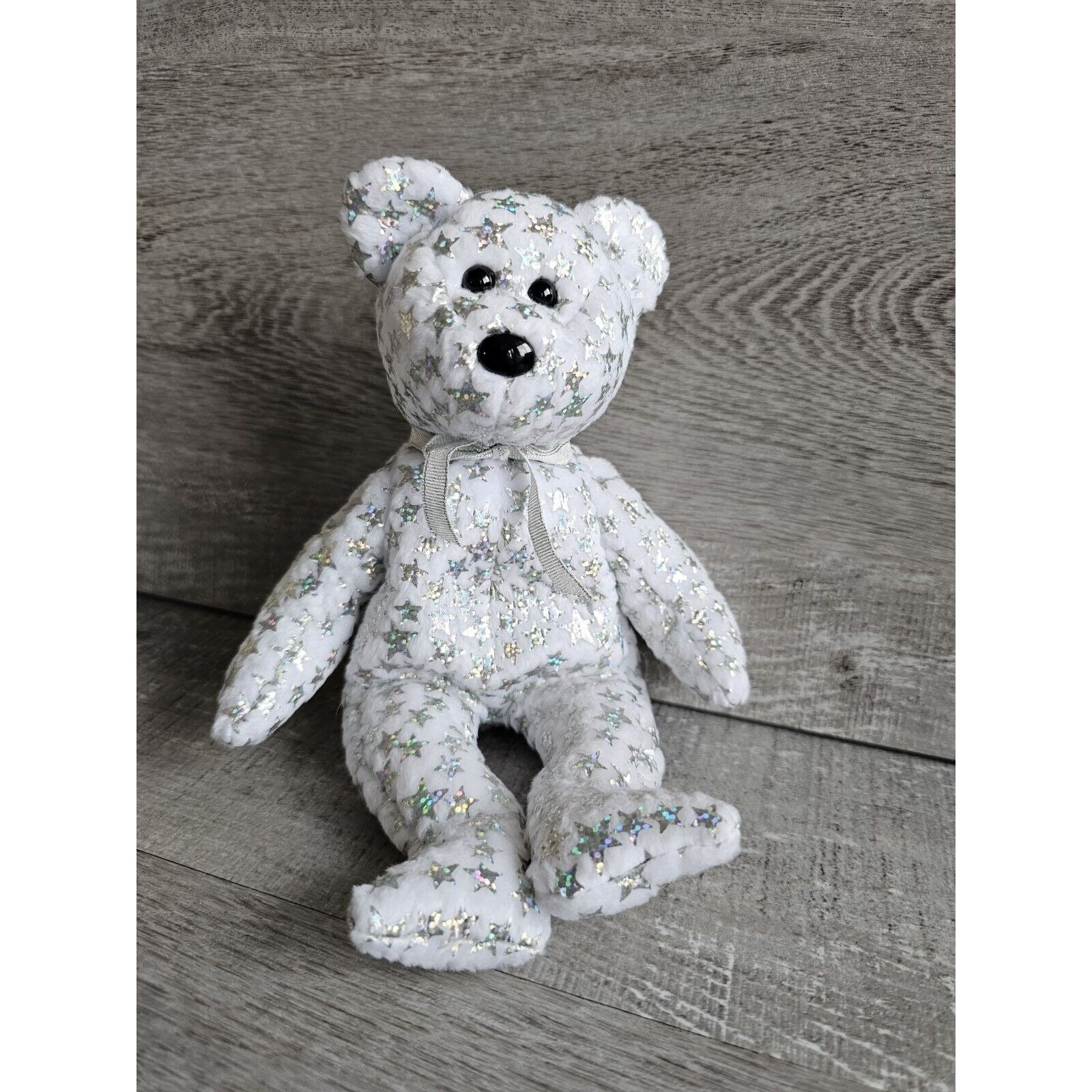 Vtg Ty Beanie Baby - THE BEGINNING BEAR - White With Sparkly