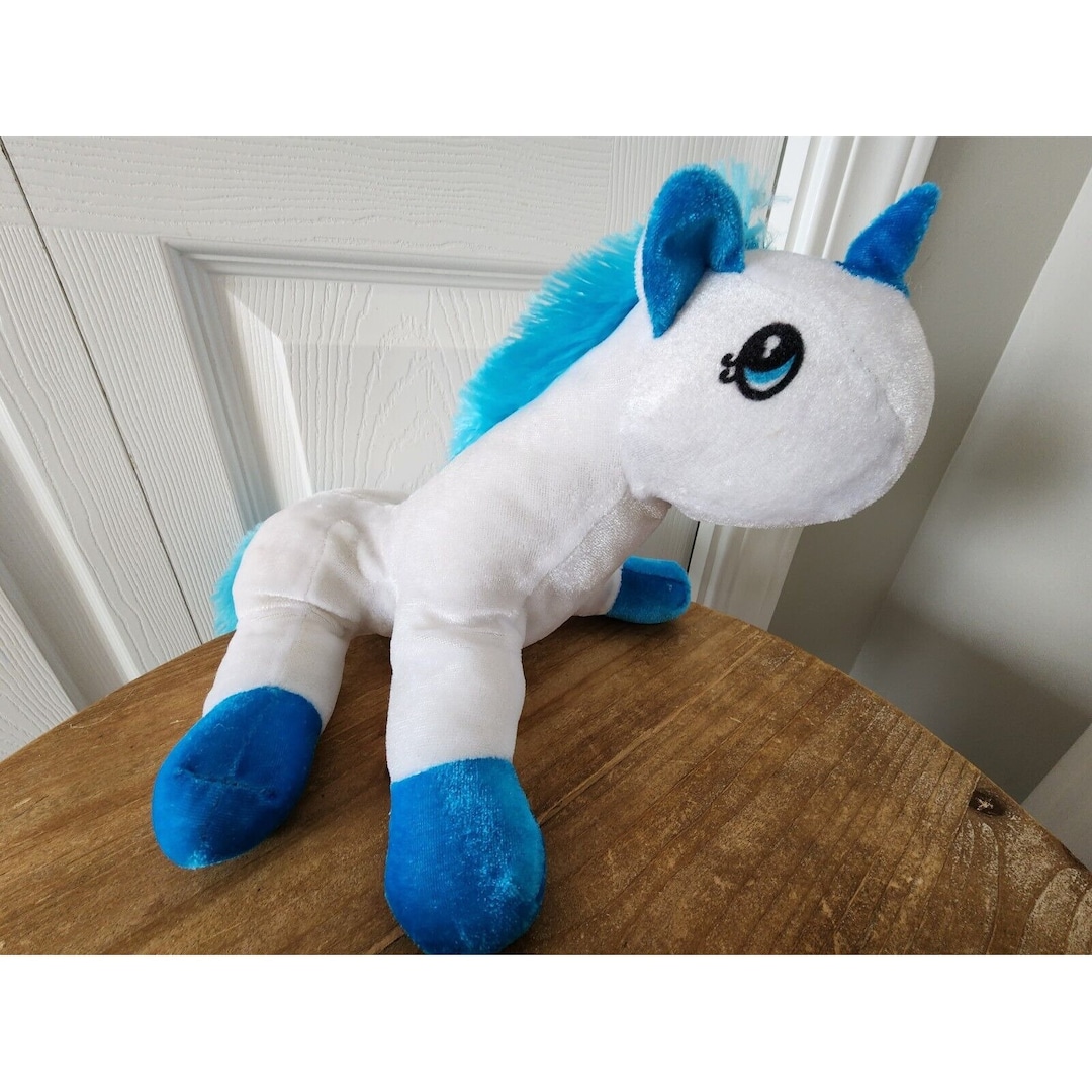 Peluche Walmart de pulgadas, unicornio blanco, melena azul y pelo de  cola, peluche EUC España