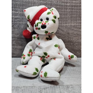 Christmas 1998 Holiday Teddy Bear Retired Ty Beanie Babies PE Pellets No Tag