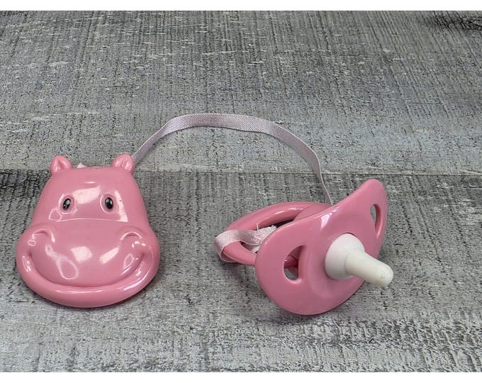 Vintage Pink Baby Doll Pacifier With Hippo Clip on G37b - Etsy