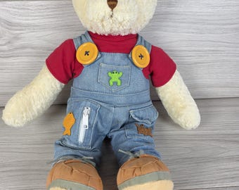 Boyds Bears Bearwear 1995 Plush Teddy Bear With Quilt Denim