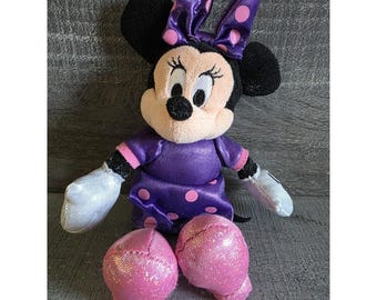 TY Disney Sparkle Minnie Mouse Plush Stuffed Iridescent Purple Dress 7" G26