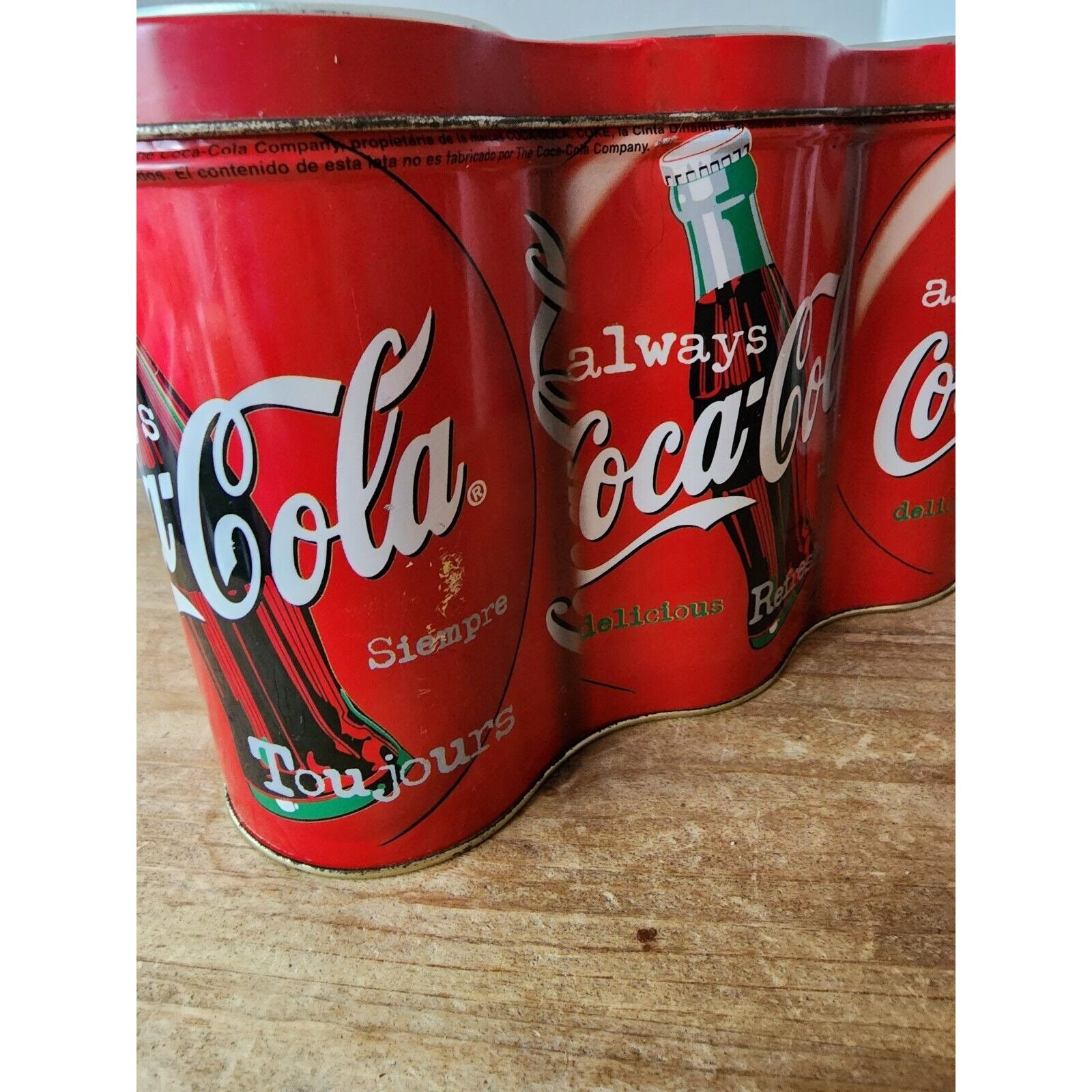Coca Cola ごみ箱 アメリカ　ビンテージ ① Coca-cola COKE 6-pack Cans Collectible Tin Decor 1998