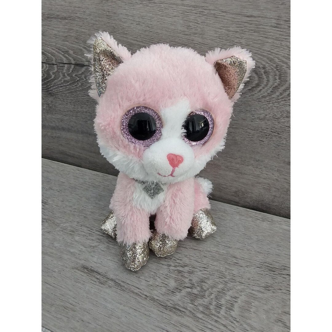 TY Beanie Boos FIONA Pink Cat Glitter Eyes 6