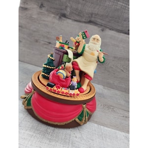 Vintage Santas Best Animated Music Box Christmas Santa Claus Wind Up Decor 1992