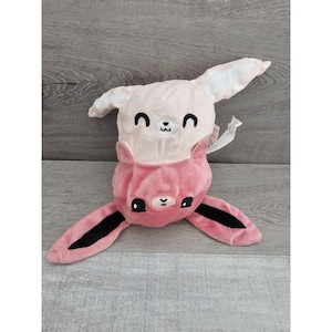 TeeTurtle The Original Reversible Bunny Plushie PINK Stuffed Animal Plush Rabbit
