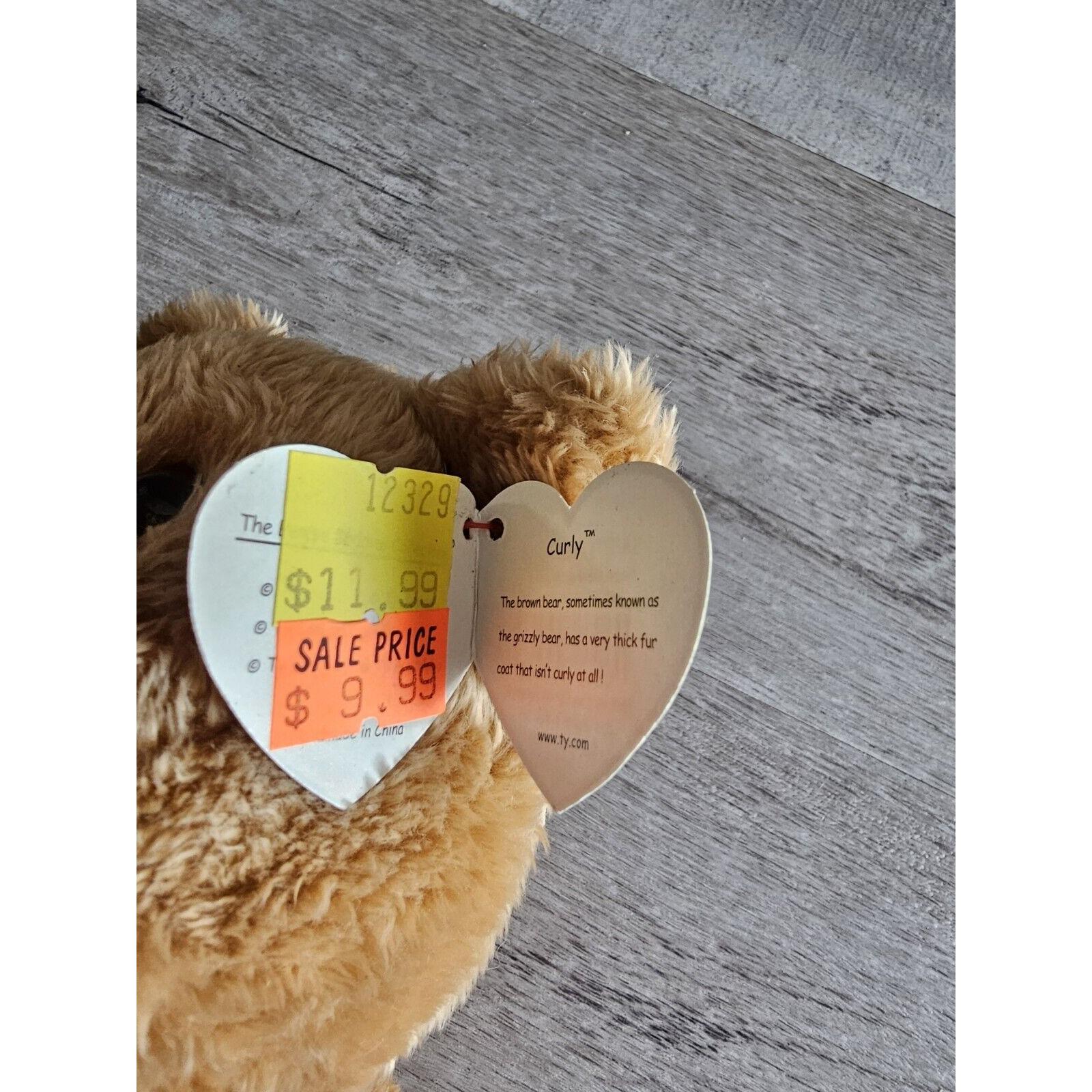 Ty Beanie Baby CURLY the Brown Teddy Bear 9