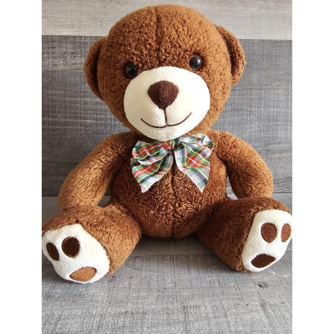 Go Games Teddy Bear Brown Plush Stuffed Animal Toy Bowtie Bear 10” - Etsy