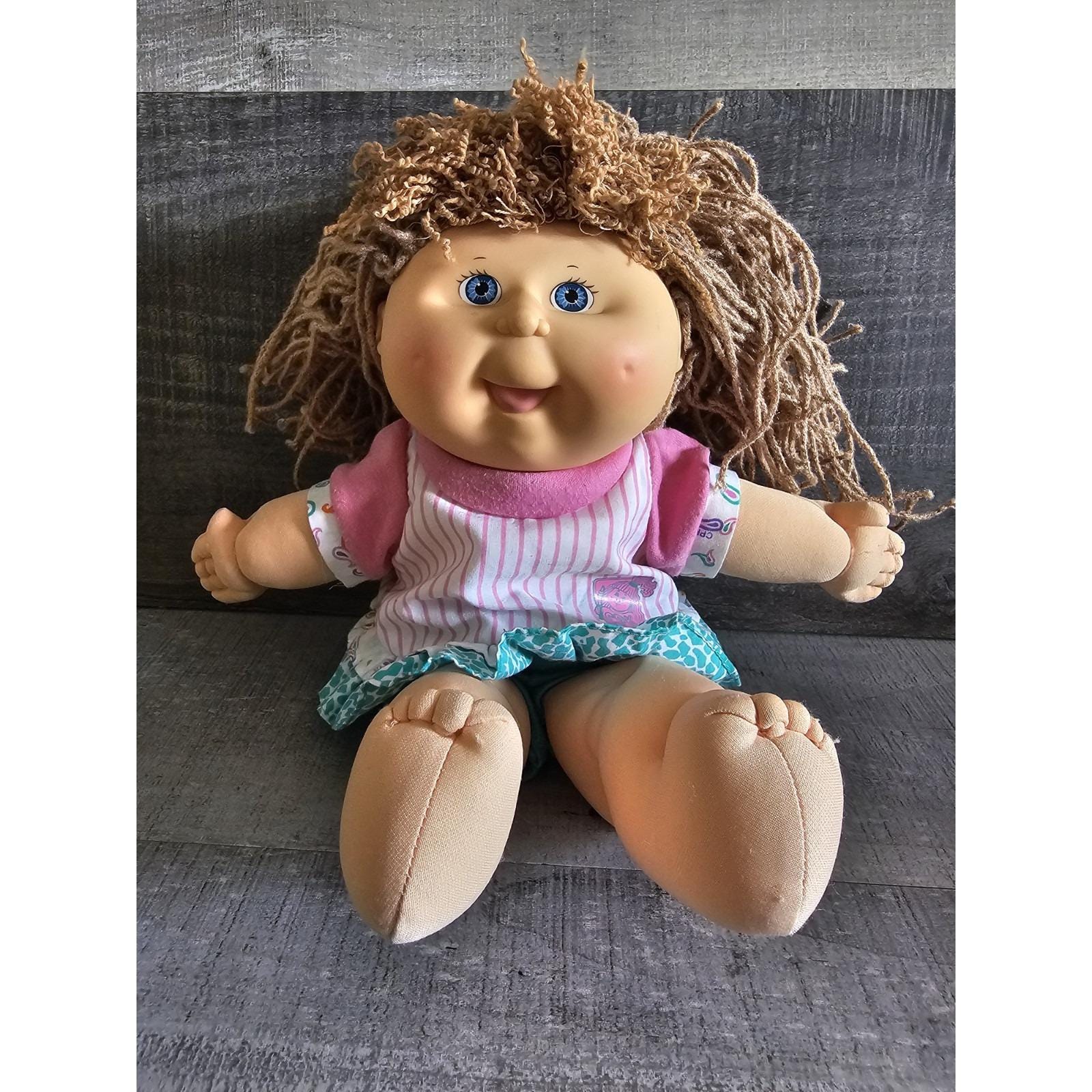 1991 Hasbro Cabbage Patch Kinderpop Knijpen en krullen Blauwe ogen Lichtbruin haar