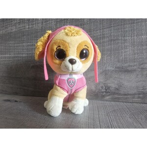 Paw Patrol Skye Dog Ty Beanie Boos 6&quot; Plush Toy Pink Glitter Eyes Stuffed Animal