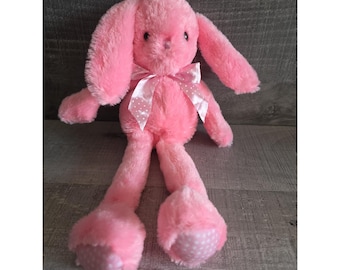 Pink Bunny Rabbit 14" Plush Floppy Ears Soft with Bow Easter Stuffed Animal b222
