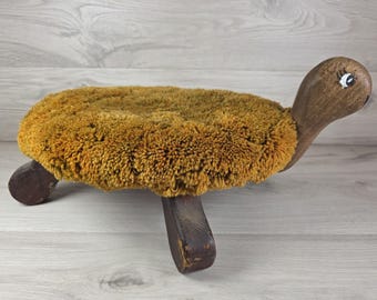 MCM Turtle-Shaped Footstool Novelty Ottoman Animal Furniture Coastal Decor SU