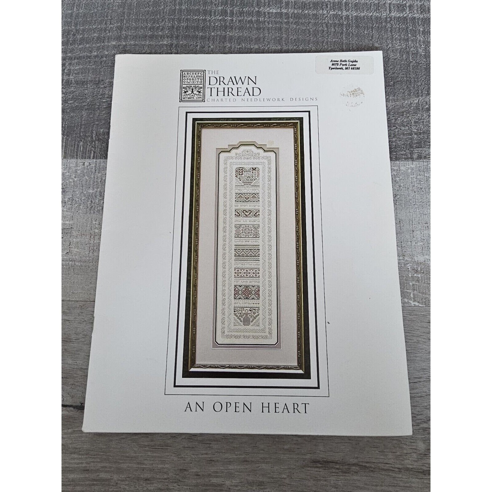 Vtg The Drawn Thread An Open Heart Cross Stitch Pattern Chart Sampler New 121b