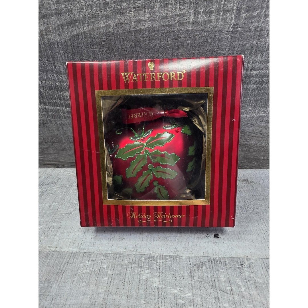 Waterford Holiday Heirlooms Red Holly Jolly Heart Glass Christmas ...