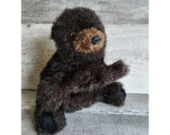 Folkmanis Furry Folk Black Bear Cub Stuffed Plush Hand Puppet 12” Vintage USA