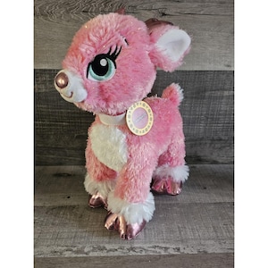 BABW Twinkle Pink Glitter Pink Reindeer Build A Bear Workshop 14&quot;