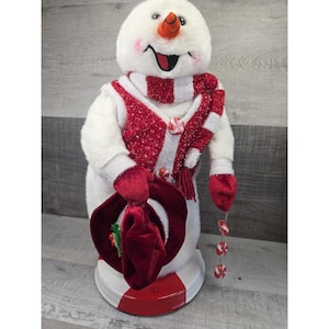 Gemmy Spinning Snowflake Snowman Peppermint Red for PARTS or