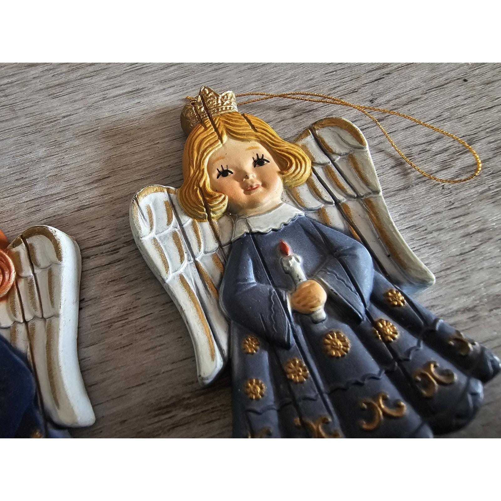 ヴィンテージエンジェルクリスマスオーナメント 2個セット キャンドル