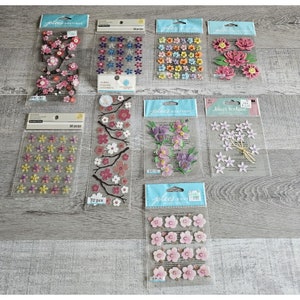 Lote de pegatinas - Pegatinas 3D para álbumes de recortes de flores - Primavera floral RARE Jolee's #107