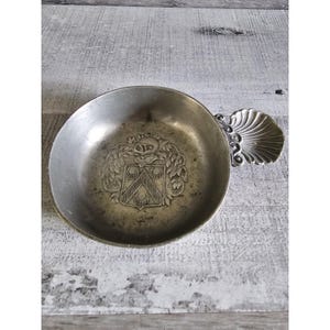 Vintage Tastevin French Pewter Wine Tasting Cup Marked Crest G23h