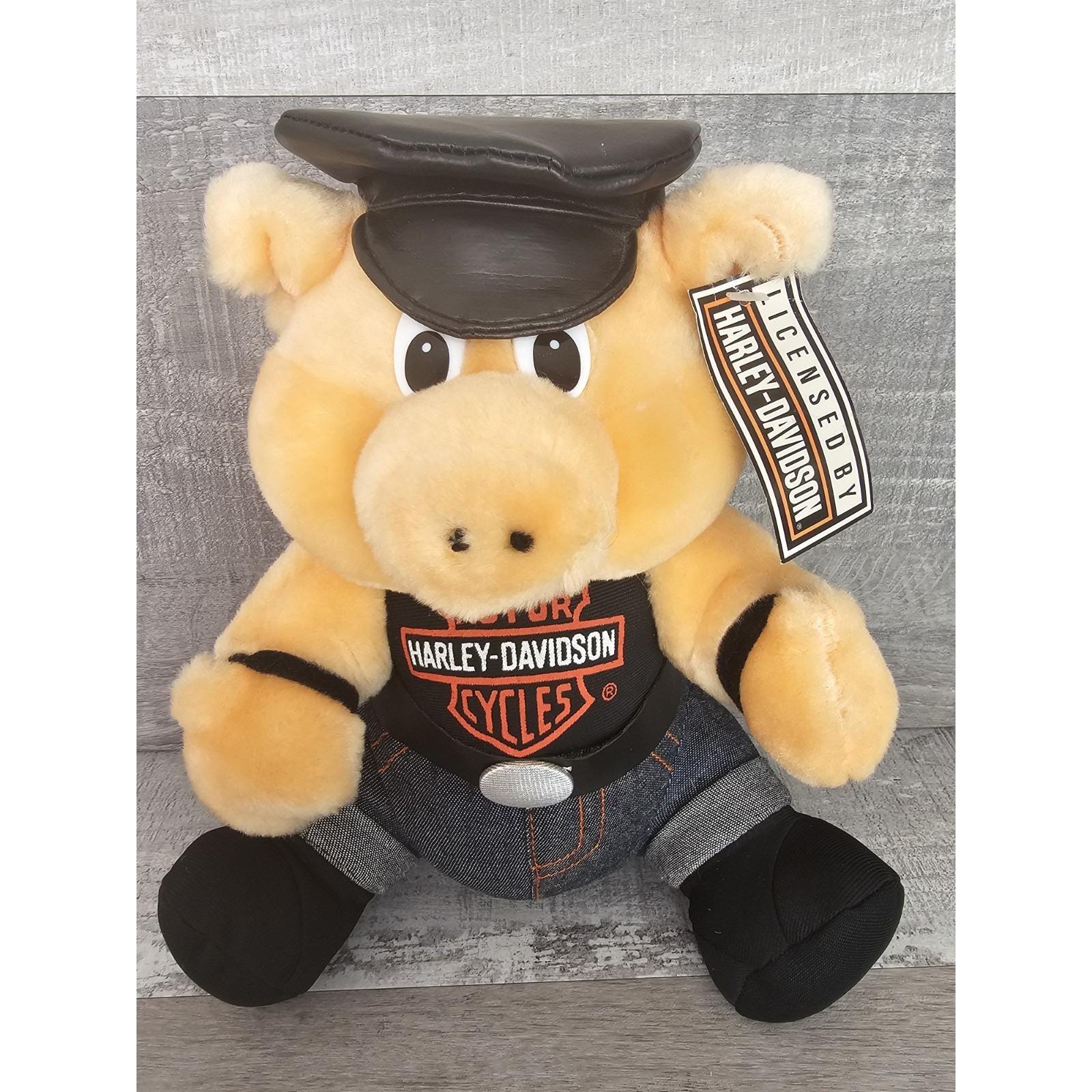 Vintage 1993 Harley Davidson Motorcycles Plush Hog Biker Pig