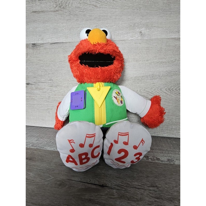 Elmo Ready 4 School Sesame Street Talking ABC 123 Hasbro 11” Plush ...