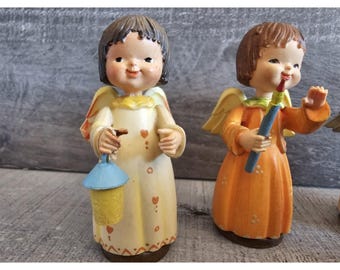 Vintage Anri Angel Choir Girl Figurines Wood Conductor Gift