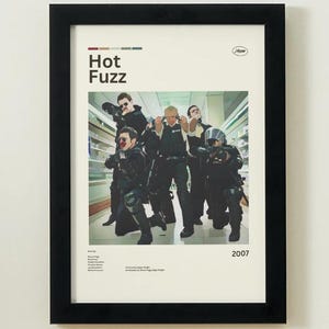 Affiche du film Hot Fuzz : impression d&#39;art de film rétro - Trilogie Cornetto