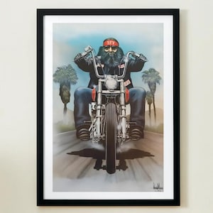 David Mann Inspired Easy Riders Motorcycle Bike Print Art Wall Poster - Hanging Gift Print Movie Design Canvas Art Collectable Garage Harley