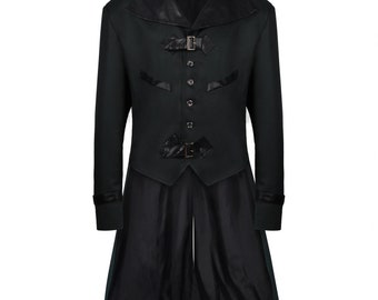 Steampunk Dovetail Back, Button and Buckle Front Split Dovetail, Punk, Gothic, Tailcoat Emo Coat In 5 Colours and Multiple Sizes
