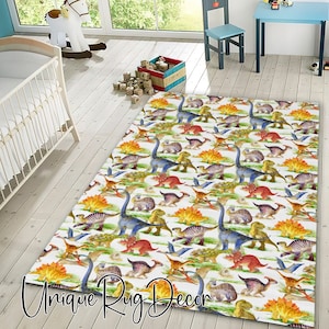 Dinosaur Printed Cute Non-Slip Washable Children Room Rug, Kids Play Mat, Baby Room Carpet, Nursery Decor