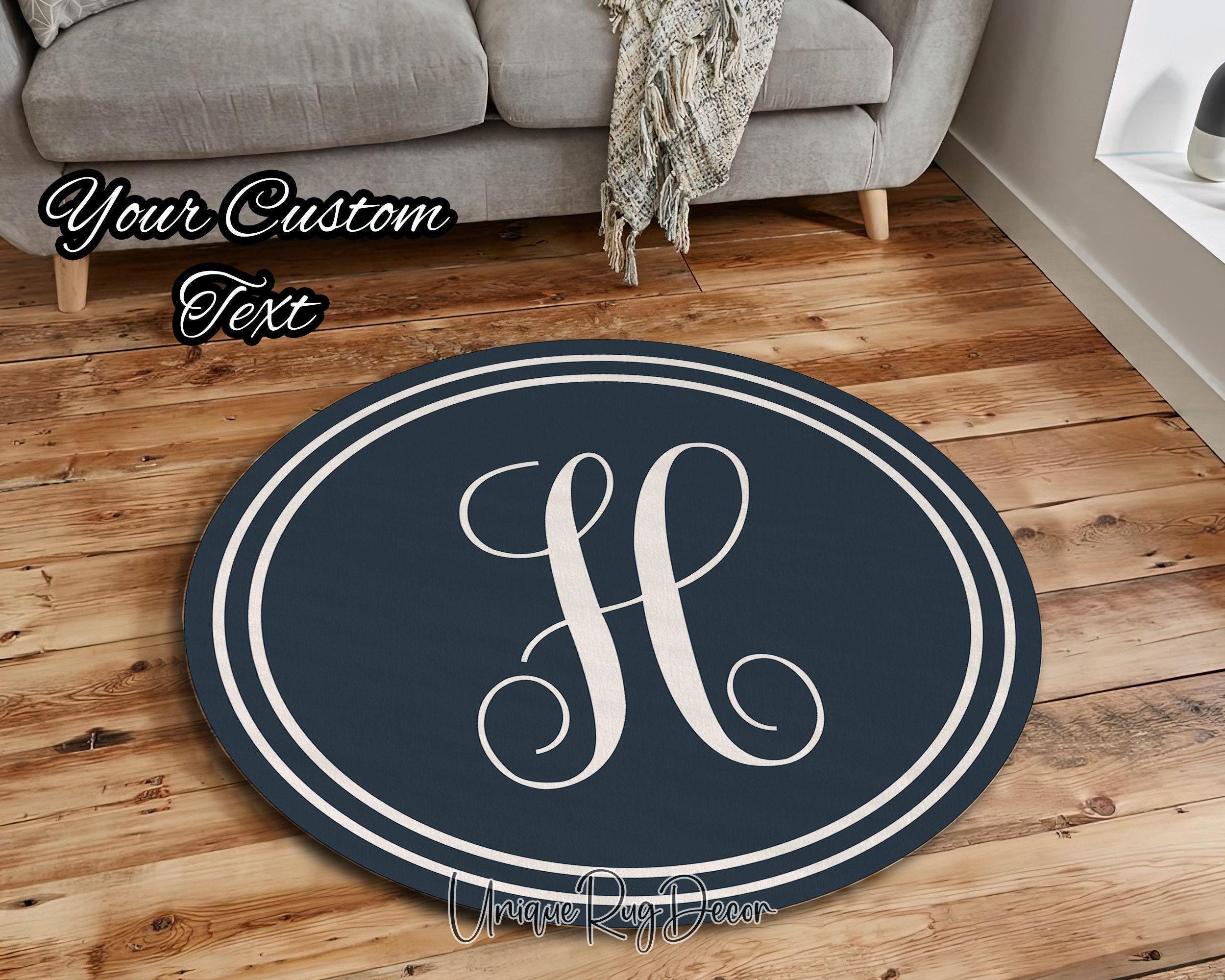 Custom Monogram Round Rug: Personalized Letter Carpet - Etsy