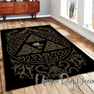 Legend of Zelda Rug for Gamer Room, Gaming Chair Mat, Arcade Zelda Art Carpet, Teenage Room Decor