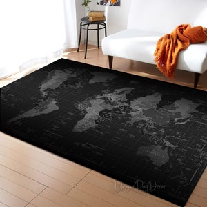 Weltkarte im Retro-Stil, Büroteppich, 3D-Karte, Earth World Decor, Büro Geschenk