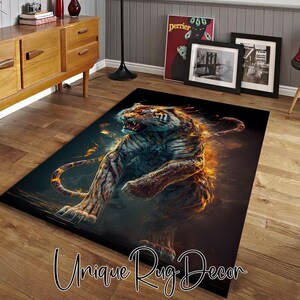 Roaring Tiger Rug: Animal Print Carpet, Minimalist Decor