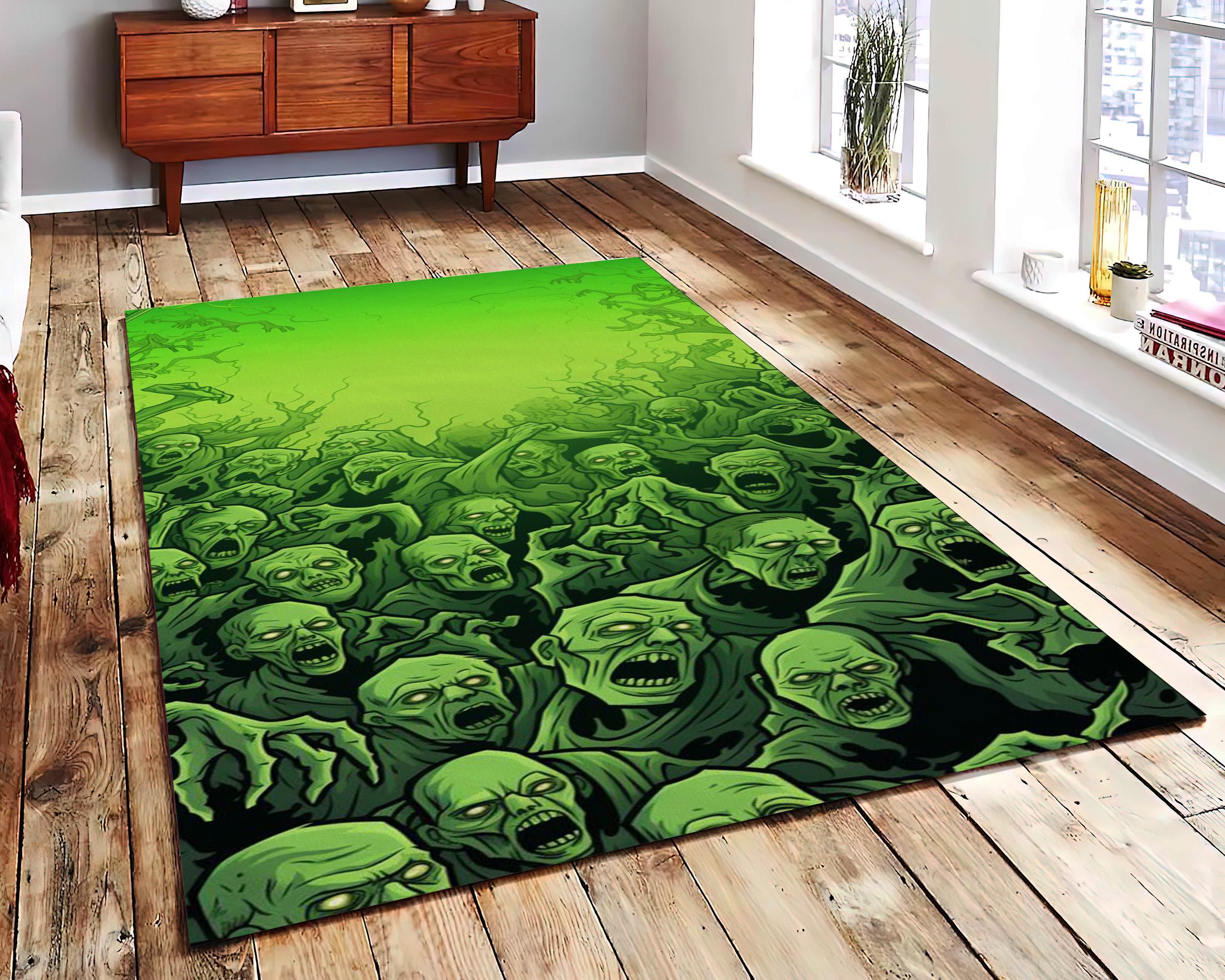 Gothic Zombie Rug Alternative Horror Carpet Green Grunge Living Room ...