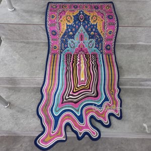 Melting Ottoman Rug: Irregular Anatolian Motif, Acid Wave Decor