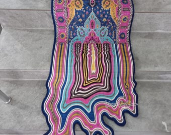 Melting Rug, Ottoman Carpet, Moroccan Rug, Anatolian Motif Rug, Acid Wave Mat, Irregular Shape Rug, Turkish Carpet, Classical Melting Decor