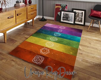 Yogamat met 7 chakra-mandala-symbolen, meditatiemat voor buiten, antislip tapijt